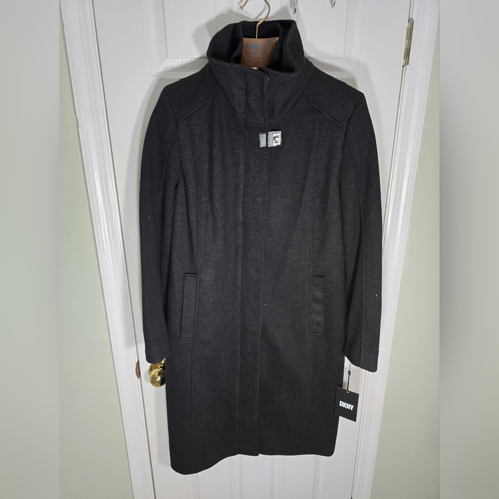 DKNY Women's Beautiful Warm Black‎ Trench Coat XL NWT